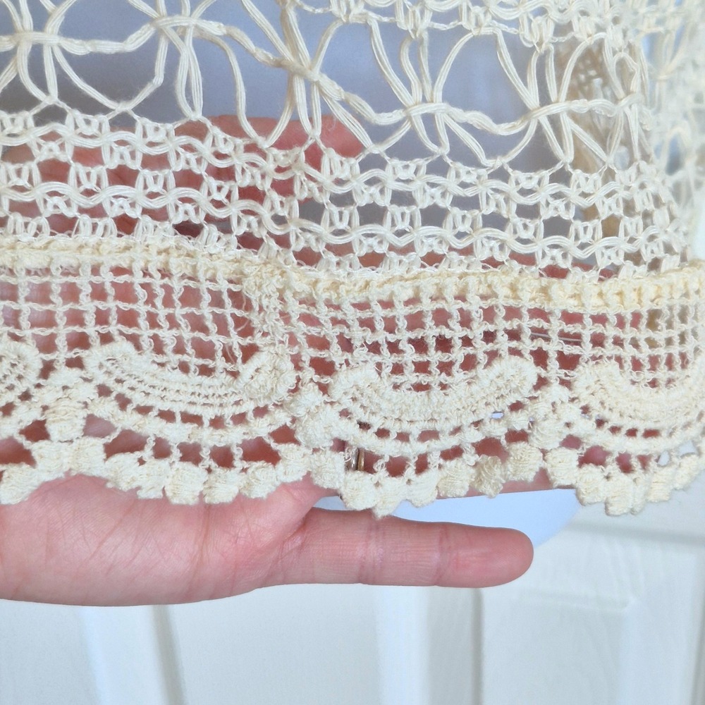 Crochet lace boho button up off-white cream vest top women's small - Picture 4 of 8